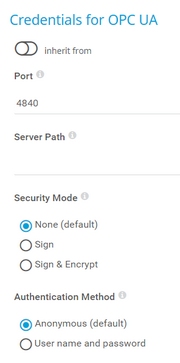 Credentials for OPC UA