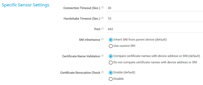 Specific Sensor Settings